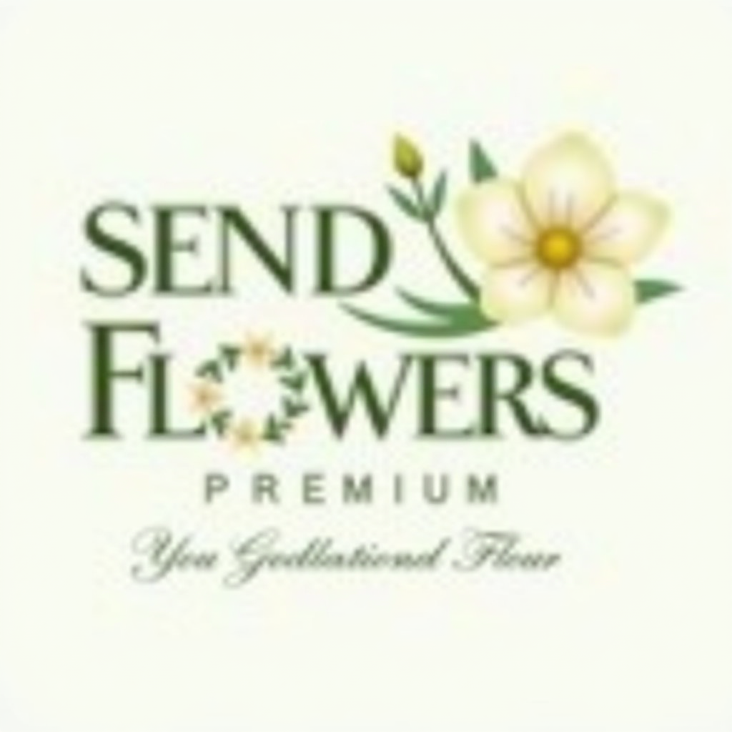 Blumen Verschicken Online - Premium Blumenversand Logo mit elegantem Schriftzug und floralen Akzenten in Salbeigrün