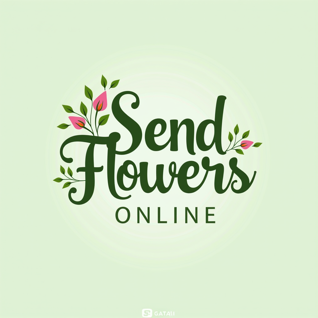 Blumen Verschicken Online - Premium Blumenversand Logo mit elegantem Schriftzug und floralen Akzenten in Salbeigrün