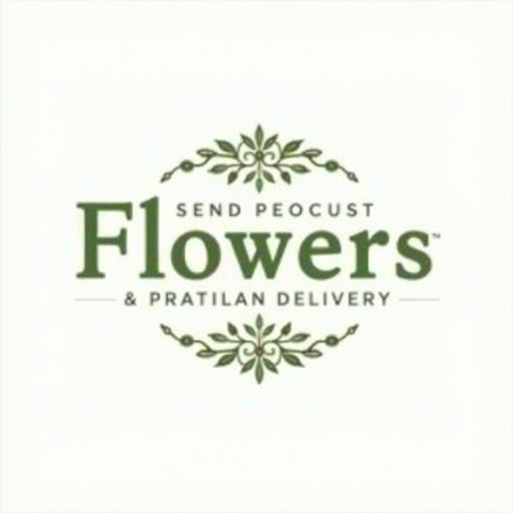 Blumen Verschicken Online - Premium Blumenversand Logo mit elegantem Schriftzug und floralen Akzenten in Salbeigrün