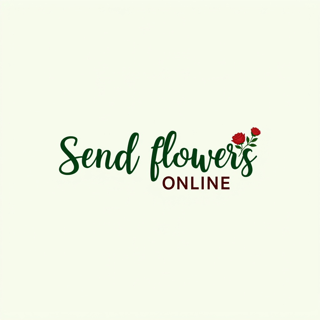 Blumen Verschicken Online - Premium Blumenversand Logo mit elegantem Schriftzug und floralen Akzenten in Salbeigrün