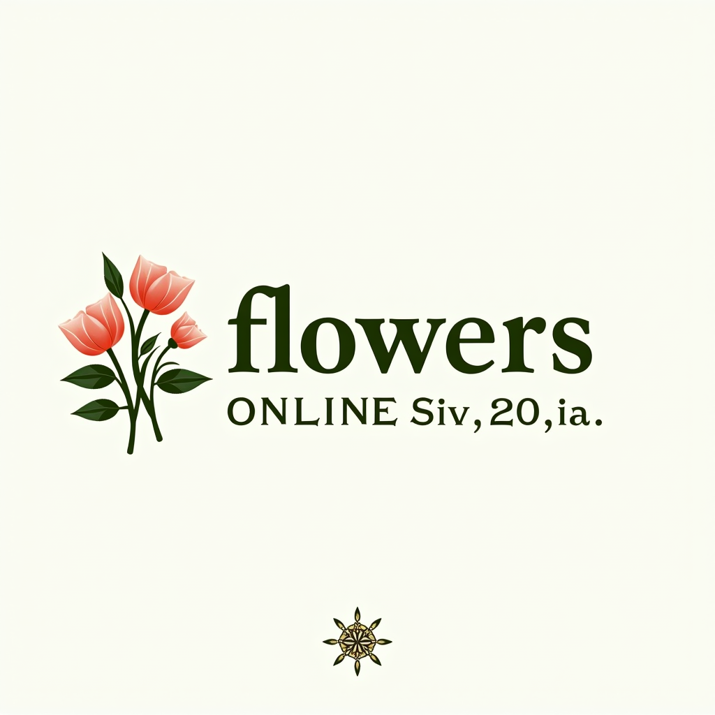 Blumen Verschicken Online - Premium Blumenversand Logo mit elegantem Schriftzug und floralen Akzenten in Salbeigrün