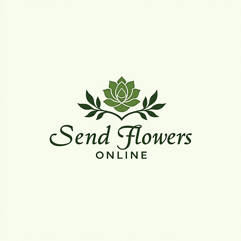 Blumen Verschicken Online - Premium Blumenversand Logo mit elegantem Schriftzug und floralen Akzenten in Salbeigrün