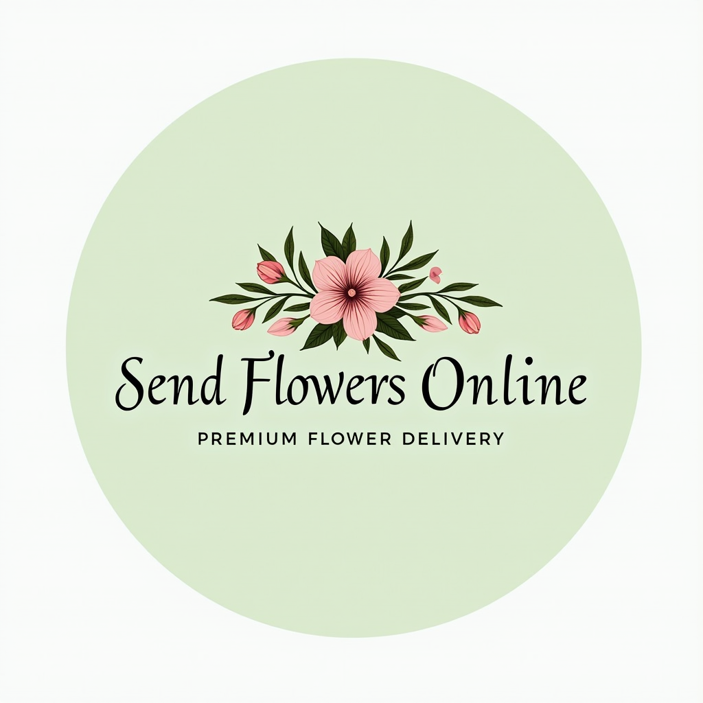 Blumen Verschicken Online - Premium Blumenversand Logo mit elegantem Schriftzug und floralen Akzenten in Salbeigrün