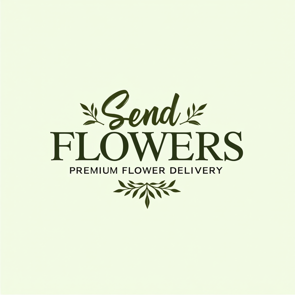 Blumen Verschicken Online - Premium Blumenversand Logo mit elegantem Schriftzug und floralen Akzenten in Salbeigrün