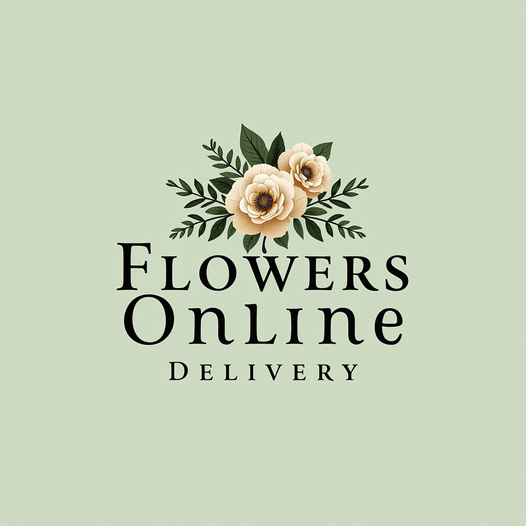 Blumen Verschicken Online - Premium Blumenversand Logo mit elegantem Schriftzug und floralen Akzenten in Salbeigrün