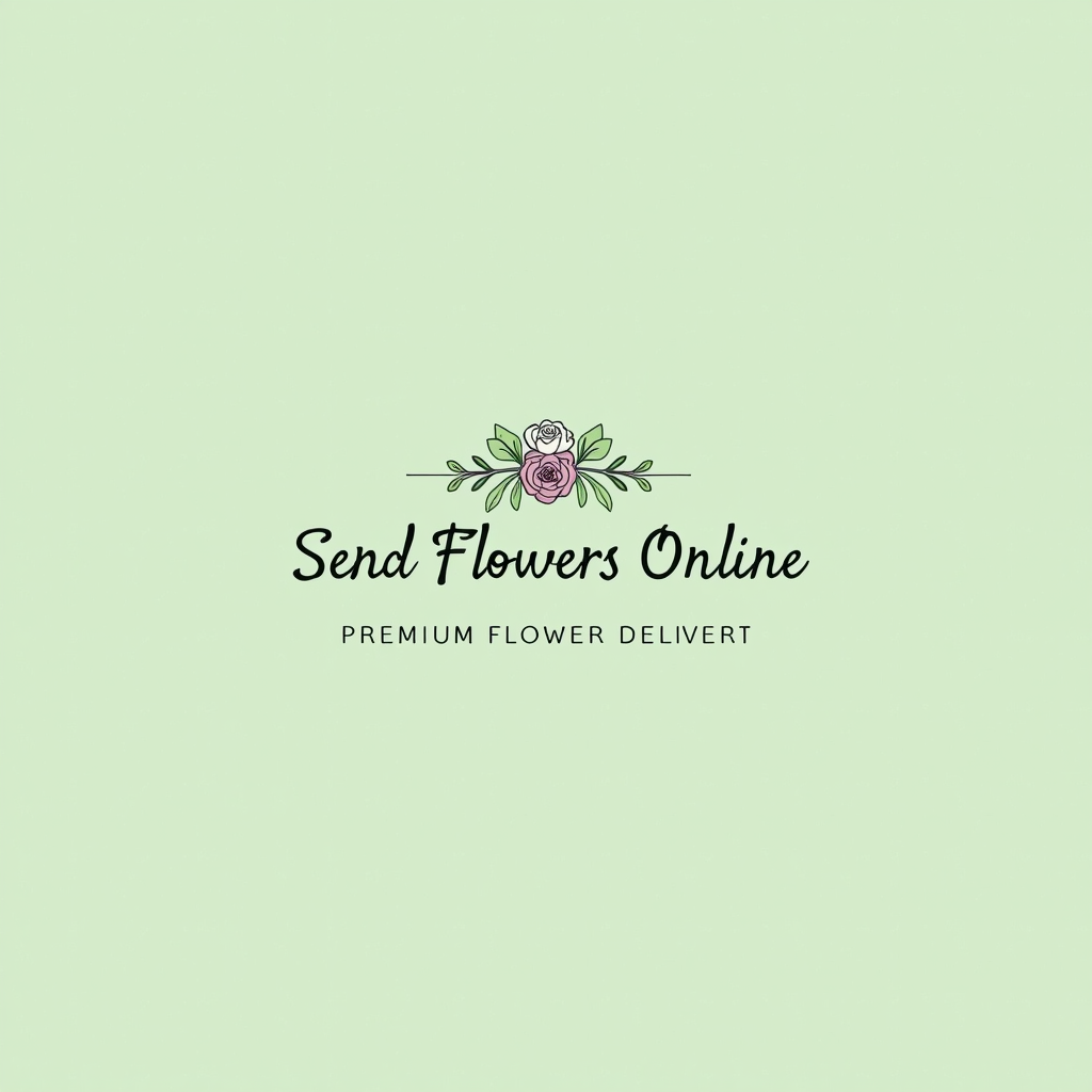Blumen Verschicken Online - Premium Blumenversand Logo mit elegantem Schriftzug und floralen Akzenten in Salbeigrün