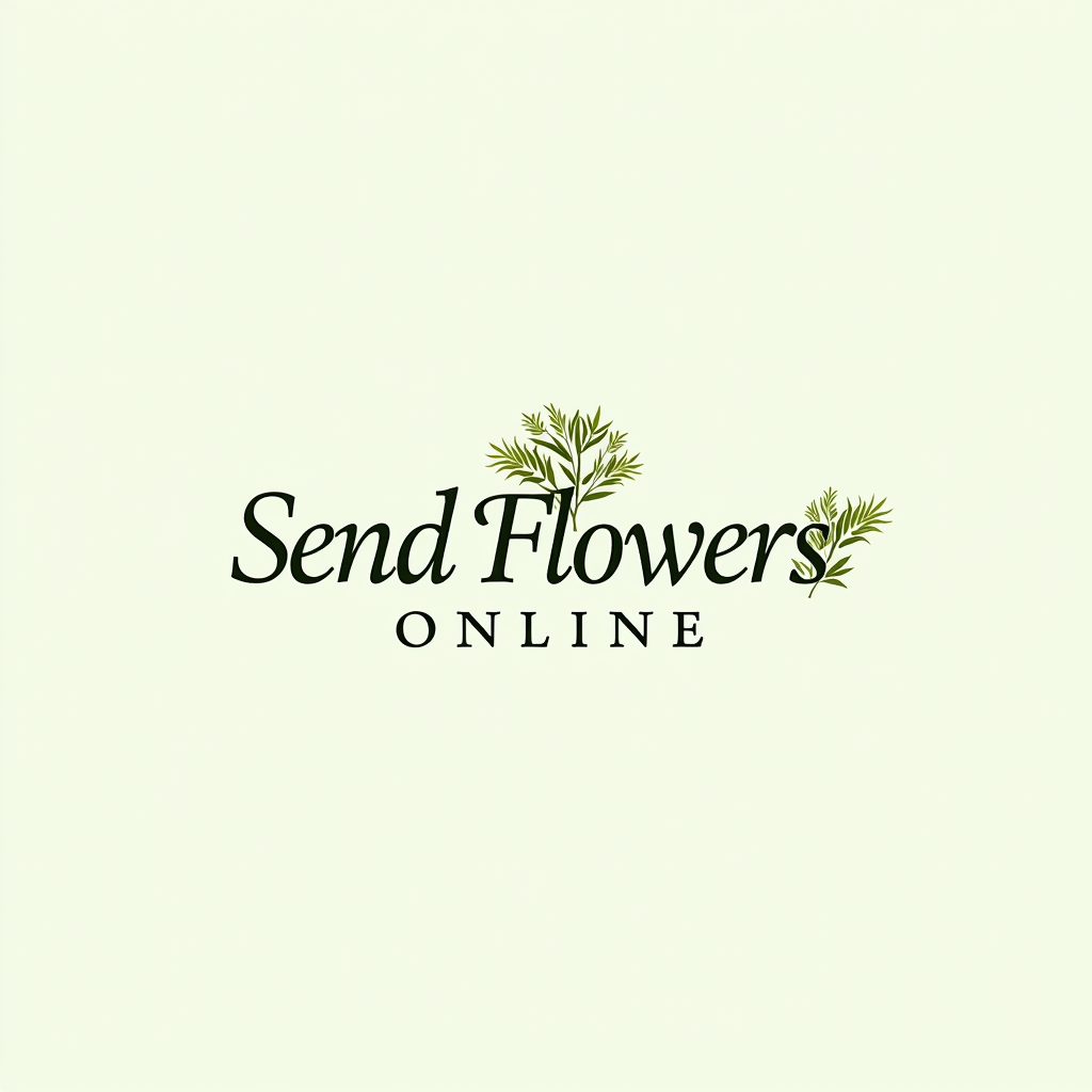 Blumen Verschicken Online - Premium Blumenversand Logo mit elegantem Schriftzug und floralen Akzenten in Salbeigrün